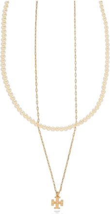 Tory Burch Parelketting - Dames - Kettingen - Geel - ONE Size - Accessoires