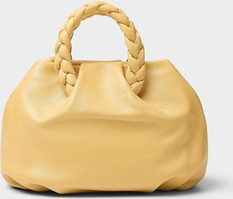 Hereu Womens Bombon braided handles yellow leather bag