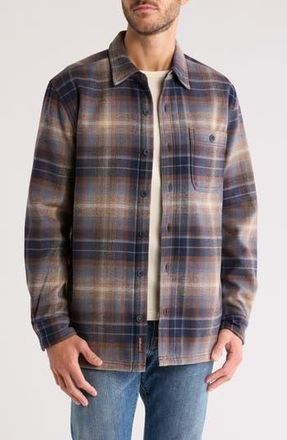 Weatherproof Plaid Flannel Fleece Bonded Shirt Jacket in China Blue at Nordstrom Rack, Size X-Large R