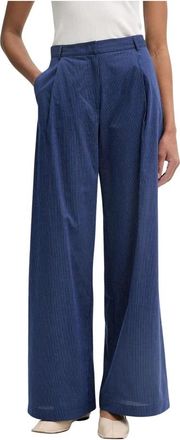 Sessun Wijde broek - Dames - Wijde Broeken - Blauw - M - Katoen - Broeken