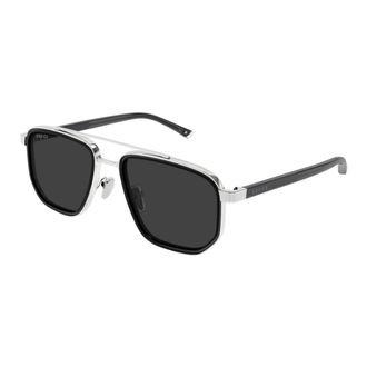 Gucci Navigator Montuur Zonnebril - Heren - Zonnebrillen - Grijs - 55 MM - Nylon - Accessoires