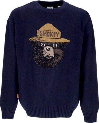 Element Jacquard Sweater Smokey Bear Eclipse Navy - Heren - Ronde hals truien - Blauw - L - Wol - Truien & Vesten