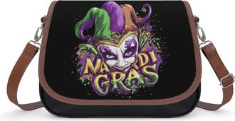 Generic Mardi And Gras Jester Mask Small Womens Crossbody Bags Shoulder Handbag with Adjustable Strap for Travel