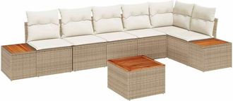 vidaXL Vidaxl - Conjunto De Sof&aacute; De Jard&iacute;n Con Coj&iacute;n 7 Pcs Beige Y Crema