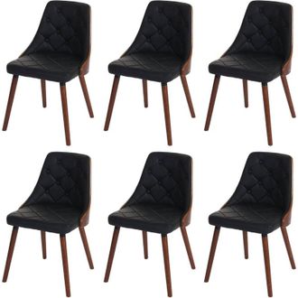 Hhg Set 6x sedie sala da pranzo soggiorno HHG 418 53x50x82cm legno ecopelle nero