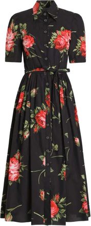 Dolce & Gabbana bloemen midi-jurk met riem