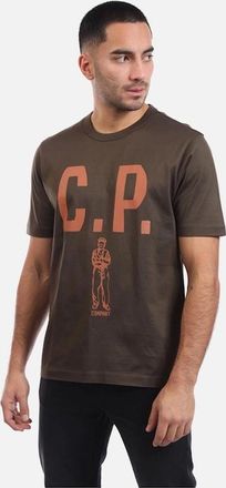 C.P. Company Mens Mercerized 30/2 Jersey Twisted Logo T-Shirt - Green - Size: 38