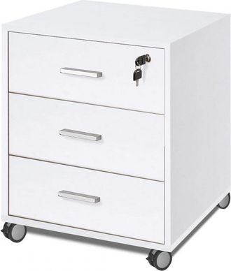 OEM C&oacute;moda De Oficina De Tres Cajones Con Ruedas Blanco Ceniza 50x41x H70 Cm