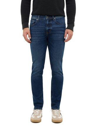 Mustang Slim-fit-Jeans MUSTANG Herren Style Orlando Slim, Herren, Gr. 32, L&auml;nge 34, blau (983 dunkelblau), Denim/Jeans, 99% Baumwolle, 1% Elasthan, unifarben,
