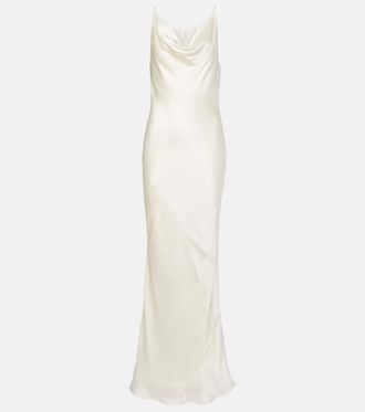 Rotate Lace-trimmed silk satin slip dress