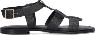 Stefano Lauran Zwarte Sandalen voor Stijlvolle Zomerdagen - Dames - Sandalen - Zwart - 39 EU - Leer - Schoenen