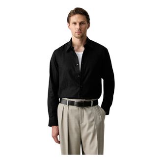 A|X Armani Exchange Overhemden, Heren, Zwart, M, Katoen, Regular Fit Shirt met All-over Jacquard Logo