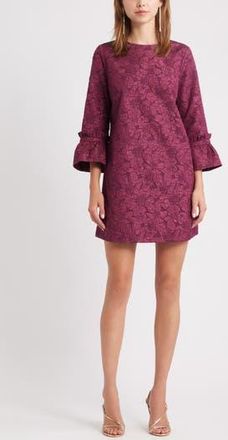 Chelsea28 Floral Jacquard Shift Minidress in Burgundy Fig at Nordstrom Rack, Size X-Large
