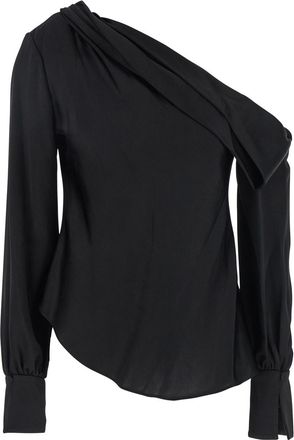 SIMKHAI alice Black One-shoulder Top With Asymmetric Neckline And Cut-out Cuffs In Tech Fabric Woman