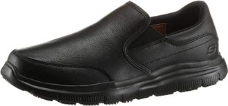 Skechers Mens Flex Advantage Sr - Bronwood Slip On Trainers, Black Leather, 10.5 UK