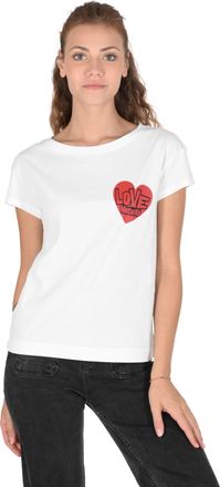Love Moschino Womens Heart Graphic Tee - White Cotton - Size EU 40 (Womens)