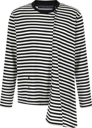 Yohji Yamamoto Paneelgestreepte katoenen jersey trui - Heren - Longsleeves - Veelkleurig - L - Katoen - Tops