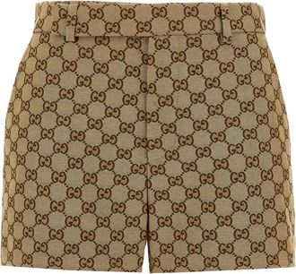 Gucci Canvas shorts met GG-print - Beige