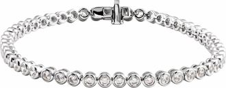 Diamond2Deal 14k White Gold 3 1/2 CTW Lab-Grown Diamond Bezel-Set Bracelet 7