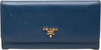 Prada Pre-owned Saffiano Portemonnee - Dames - Vintage Accessoires - Blauw - ONE Size - Leer - Vintage