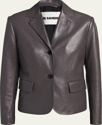 Jil Sander Leather Single-Breasted Blazer Jacket