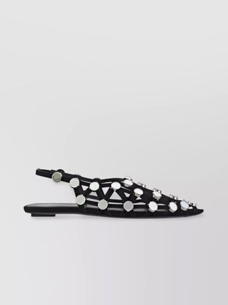 The Attico leather rhinestone-embellished slingback ballerina shoes