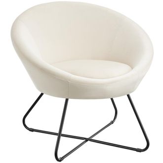 TecTake Sill&oacute;n de c&oacute;ctel redondo, efecto terciopelo, 83 x 73 x 82 cm, beige