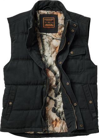 Legendary Whitetails Mens Buck Commander Cabin Creek Quilted Canvas Vest, Black, M