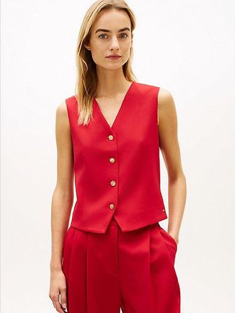 Tommy Hilfiger Timeless Wool Blend Gold-Tone Button Waistcoat