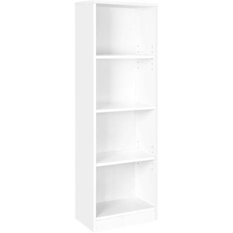 Songmics Songmics - vasagle Libreria a 4 Ripiani Regolabili, Scaffale per Bambini, Portaoggetti, Organizzatore per Studio, Ufficio, 40 x 24 x 121,5 cm, Bianco
