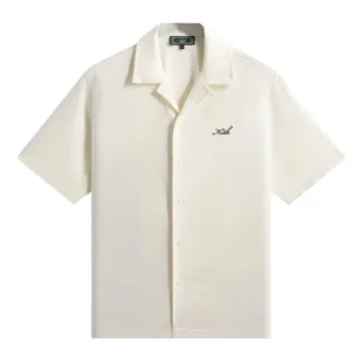 Kith Silk Cotton Thompson Camp Collar Shirt Sandrift KHM031760-104
