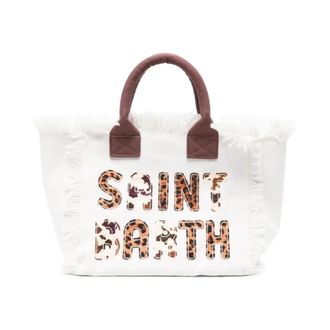 MC2 Saint Barth Tote Bags, female, White, Size: ONE SIZE 00326L SB 01 Animalier Patch Tote Bag