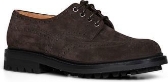 Churchs Mens Derby Mc Pherson Suede Ebony Brown Calf Leather Lace-Up Shoes Flat