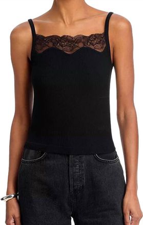 Re/Done Lace Ribbed Camisole In Black