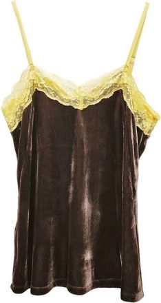 Aratta Womens Velvet Lace Trim Cami In Brown