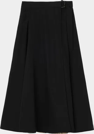 Burberry Belina Belted Wool Twill Midi Skirt
