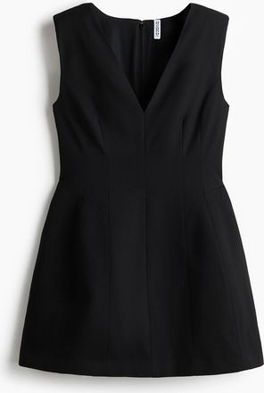 H&M Kleid mit V-Ausschnitt - Schwarz