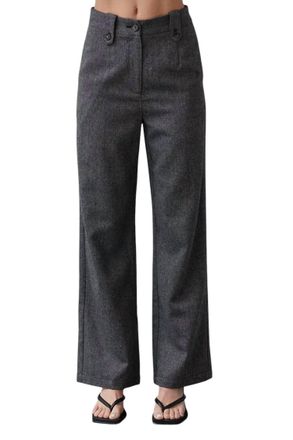 Crescent Clara Wool-Blend Trouser In Charcoal