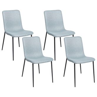 Beliani Beliani - Conjunto De 4 Sillas De Comedor Elegante De Tela Poli&eacute;ster Patas De Hierro Azul Claro Glendive