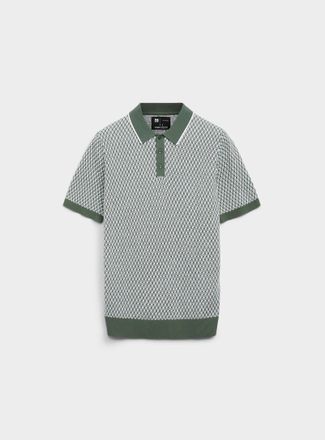 Le 31 Mens Geo jacquard knit Polo Shirt
