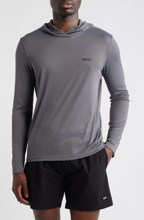 BOSS Hooded Long Sleeve Rashguard in Grey at Nordstrom, Size Xx-Large