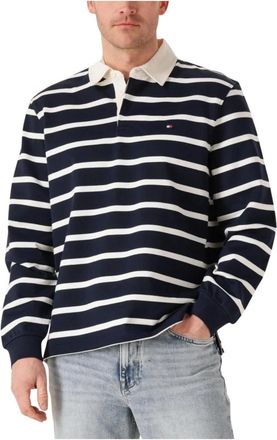 Tommy Hilfiger Essential gestreepte rugby polo - Heren - Polos - Blauw - S - Katoen - Tops