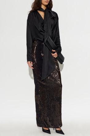 Balmain Silk Shirt HOLIDAY CAPSULE PS27, Womens, Black
