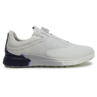 Ecco Ecco Golf S Three 102954 Leather Mens Comfort Trainers - White Blue Depths Bright White - Size:UK 10.5-11