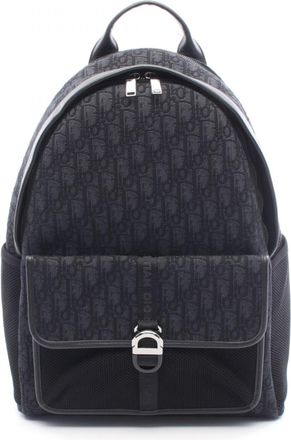 Dior Black Gray Canvas Leather Backpack (Pre-Owned)