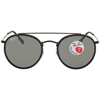 Ray-Ban Ray Ban Round Double Bridge Polarized Green Classic G-15 Unisex Sunglasses RB3647N 002/58 51