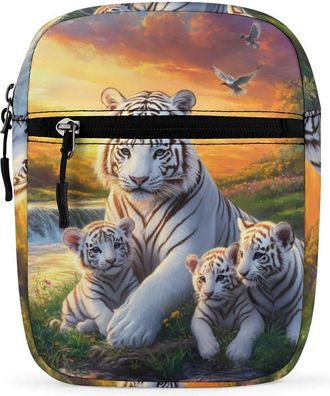 Generic Tiger Family Crossbody Bag Adjustable Satchel Cute Shoulder Bag Lightweight Sling Bags