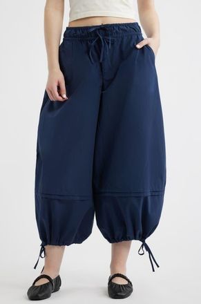Damson Madder Frida Cotton Blend Crop Balloon Pants in Navy at Nordstrom, Size 14 Us