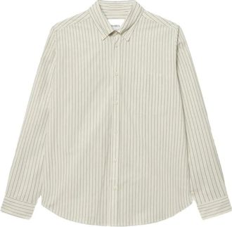 Les Deux Gestreept Poplin Kent Overhemd - Heren - Casual Overhemden - Beige - L - Overhemden