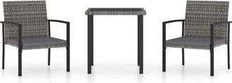 vidaXL Vidaxl - Juego De Comedor Para Jard&iacute;n 3 Piezas Rat&aacute;n Sint&eacute;tico Gris